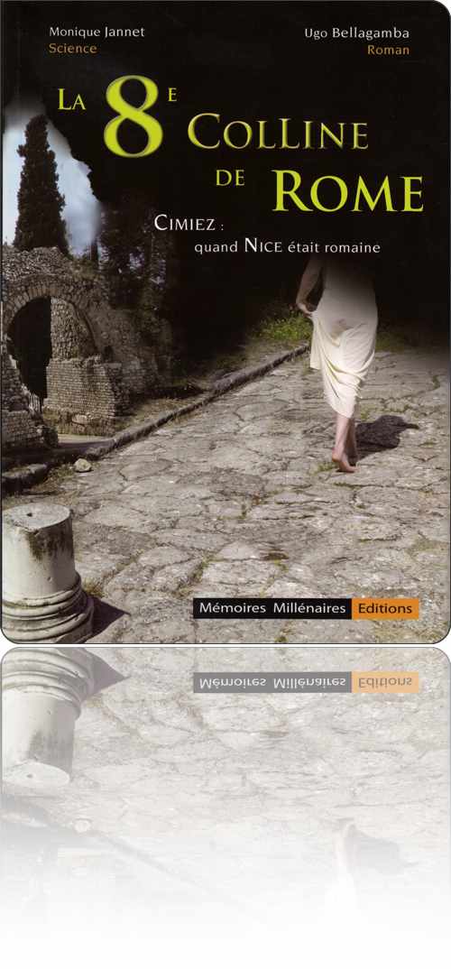 couverture présentant la photographie d'un personnage en toge incarné par Vanessa Bellagamba et qui s'éloigne pieds nus sur le sol pavé d'une voie romaine