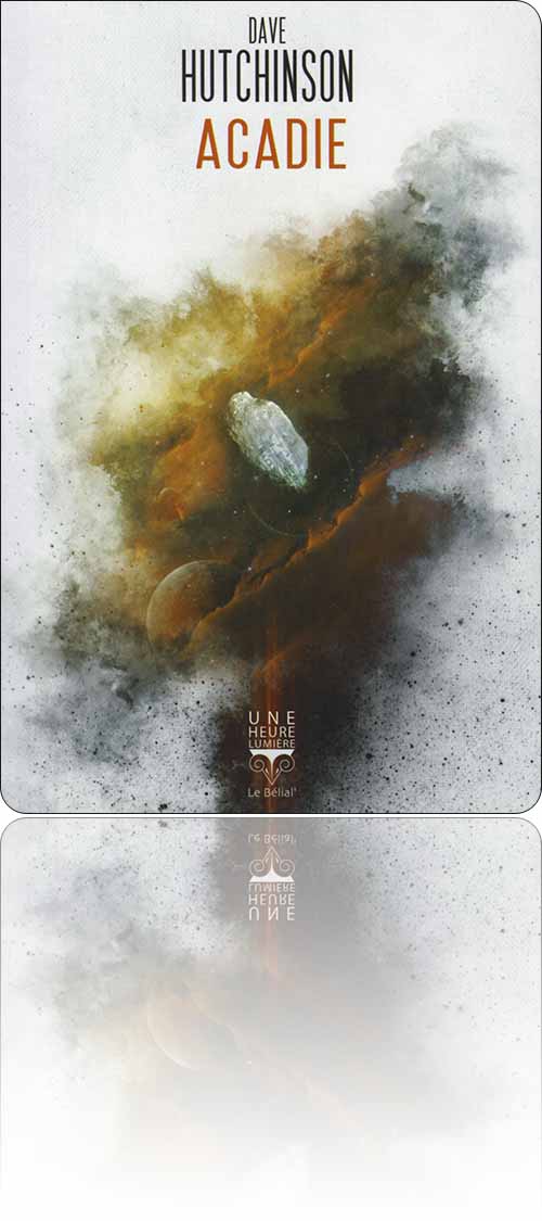 couverture dans les tons de marron représentant un vaisseau spatial qui évolue dans la poussière cosmique qui cerne les planètes