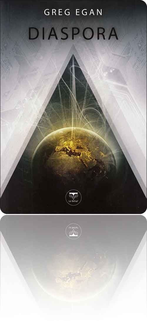 couverture dans les tons gris-vert représentant des flots d'émigrés numériques qui s'échappent de la Terre