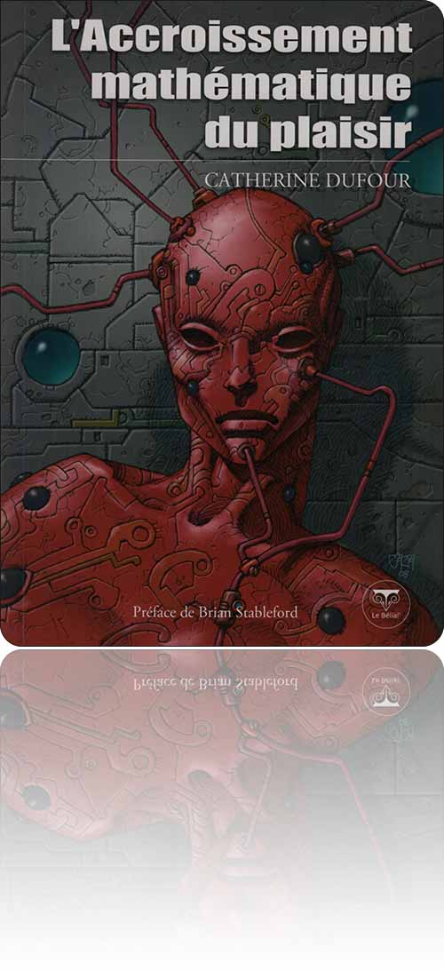 couverture sur fond gris représentant une jeune cyborg à la peau rouge dont les branchements informatiques ont rendu les yeux superflus