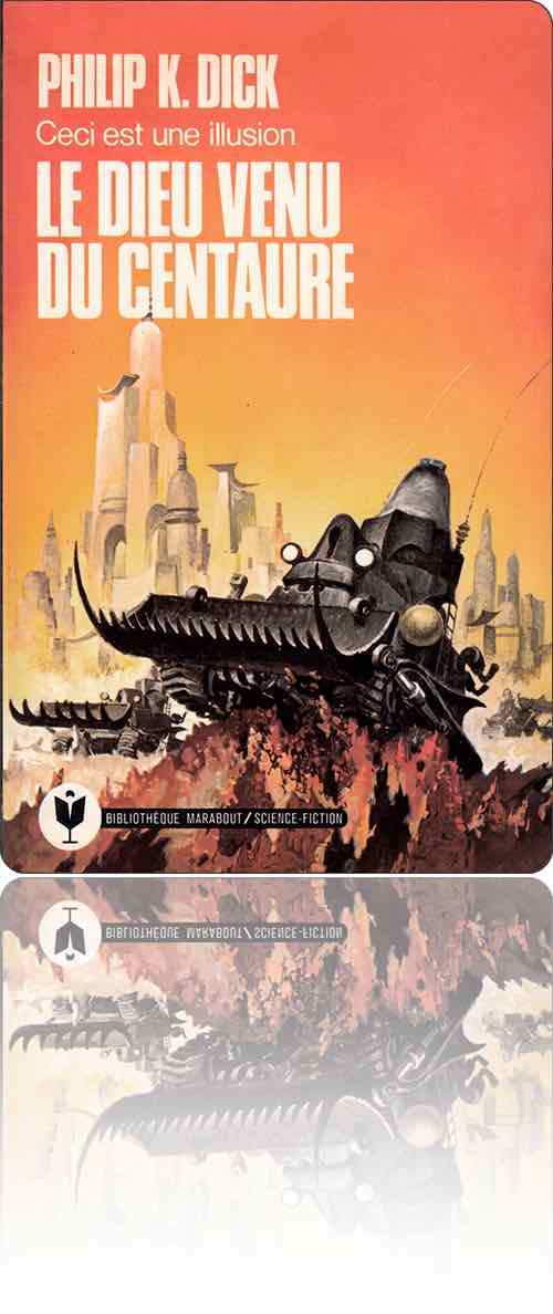 couverture dans les tons de jaune et d'orange représentant un boutoir à lame du futur